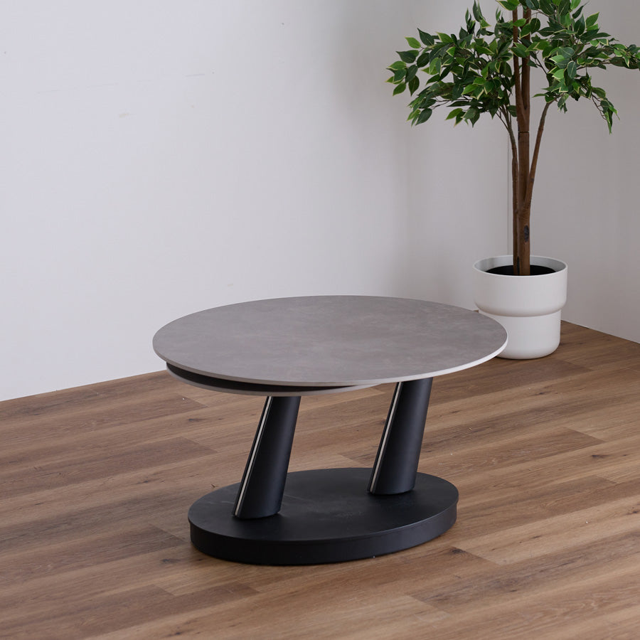 【新品・送料無料】【完成品】ヴァーサ　ラウンドテーブル 回転式伸長 ラウンドテーブル セラミック 幅80cm~126.5cm ネオン